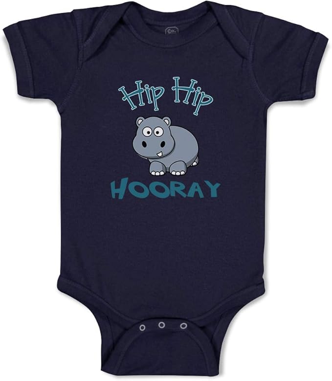 Custom Boy & Girl Baby Bodysuit Baby Hippo Hippopotamus Hip