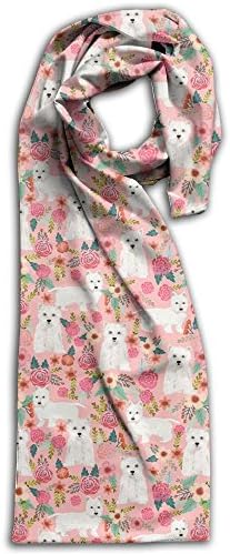 Pink Vintage Westie Dog Floral Winter Light Scarf Print Soft Warm Towel Smelless Scarves Best Gift