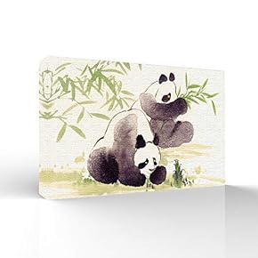 Wall26-Canvas Wall Art-Panda with Bamboo-Giclee Painting Wall Art for Bedroom Living Room Home Decoration - 12x18 inches