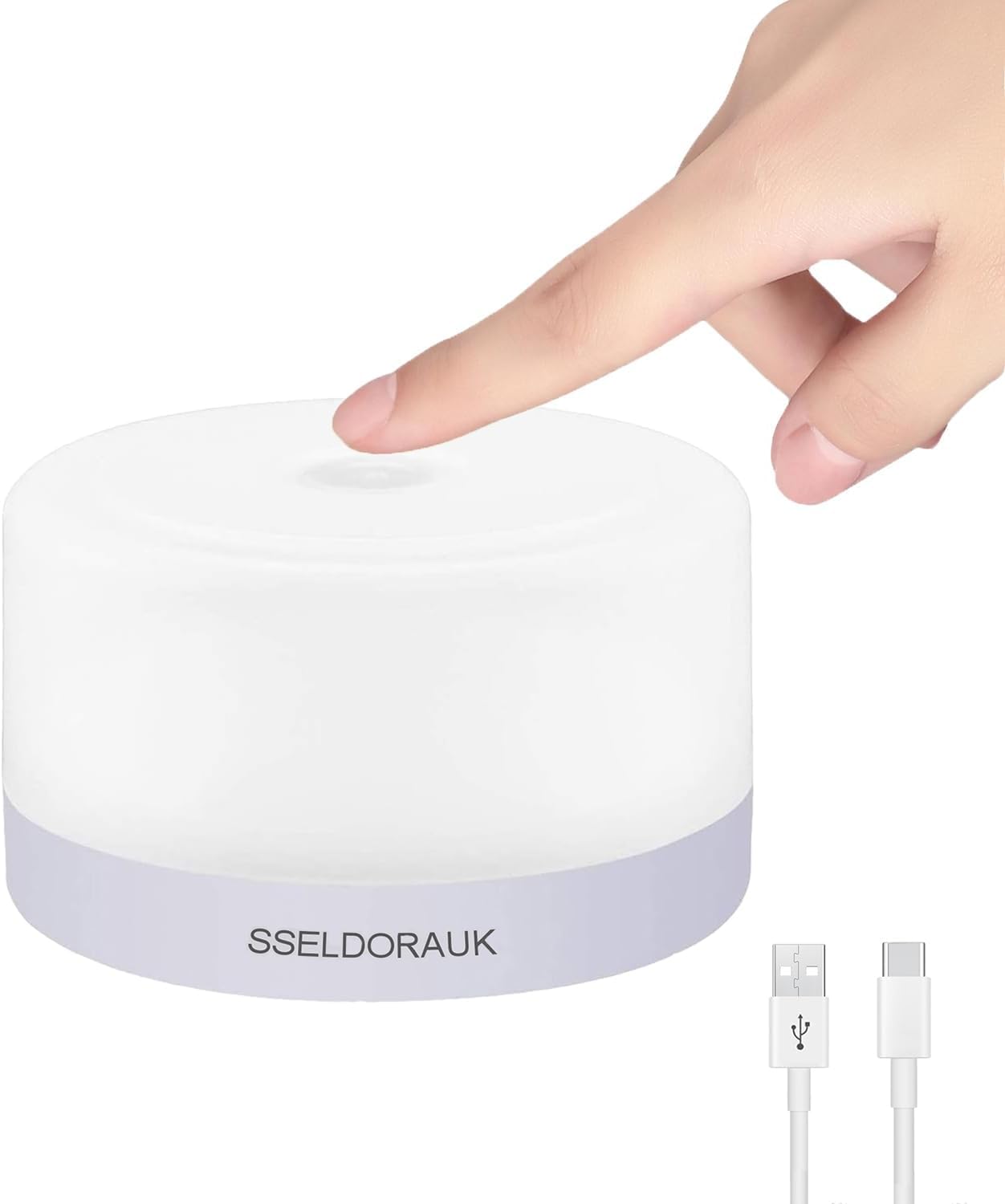 S SELDORAUK Kids Night Light，USB Rechargable Dimmable LED Touch Lamp with Sleep Aid Memory，for Baby, Bedside, Bedroom, Living Room, Camping, Colour Temperature 6500K Soft Eye Caring(Cool White 1Pack)