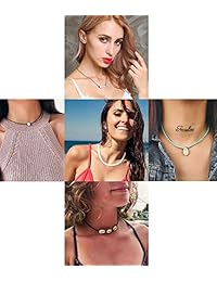 Anlsen 8PCS Shell Choker Necklaces for Women Girls Puka Shell Necklace Pearl Necklace Bohemian Beaded Necklaces Set Adjustable