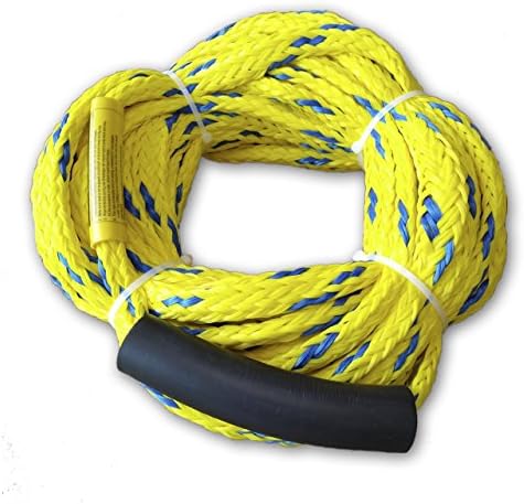 HMSPORT Inflatable Towable Ski Tow Rope, Maxium For Four Rider or 680 Pounds, PP Material, Yellow Colour, Length 60 Feet(18.3 meter)