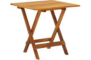 vidaXL Bistro Table, Outdoor Side Table, Folding Patio Table, Garden Table for Picnic Camping Porch Deck Lawn Backyard, Solid Acacia Wood