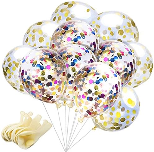 Yoker 20 Pcs Confetti Balloons 12 Inches Latex Party Balloons With Paper Confetti Dots For Party Decorations Wedding Decorations Christmas (10 pcs Gold + 10pcs Multicolor Confetti Balloons)
