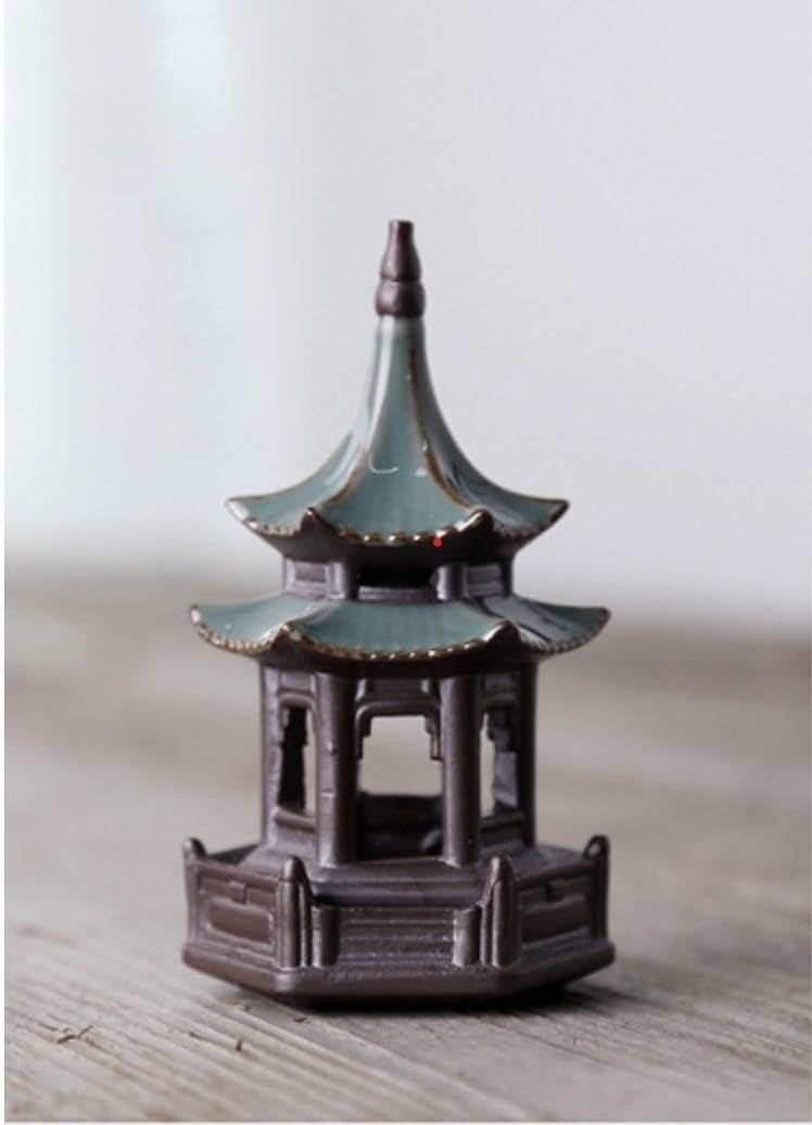 Miniature Ceramic Pavilion for Tabletop Terrarium, Zen Garden, Fairy Garden, Bonsai Tree Decoration (Medium)