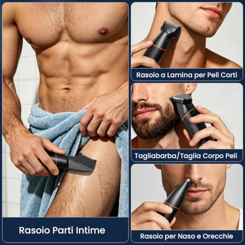 MAXGROOM 4 in 1 Men's Electric Shaver Body Kit, Men's Intimate Shaver IPX6 Wet and Dry Use, Body Hair Removal USB C Charging (Black, M)