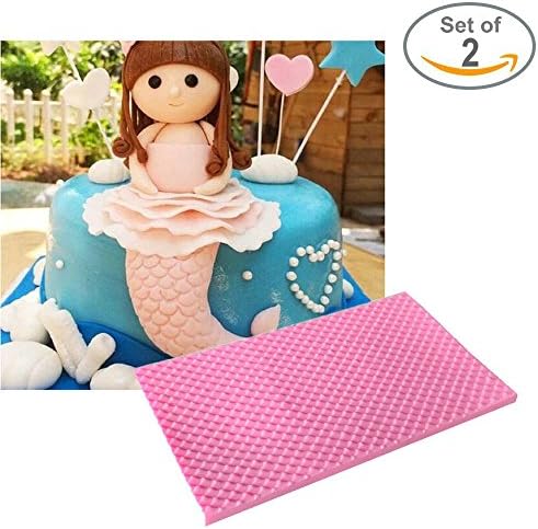 2 Pieces DIY 3D Silicone Mermaid Fish Snake Scale Lace Shape Mat Embossed Fondant Chocolate Pastry Cake Decorating Molds
