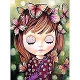 DIY 5D Diamond Painting Kits For Kids & Adults, Betionol Painting Cross Stitch Full Drill Crystal Rhinestone Painting By Number Kits, Lovely Butterfly Girl, 9.8 x 13.7 inch