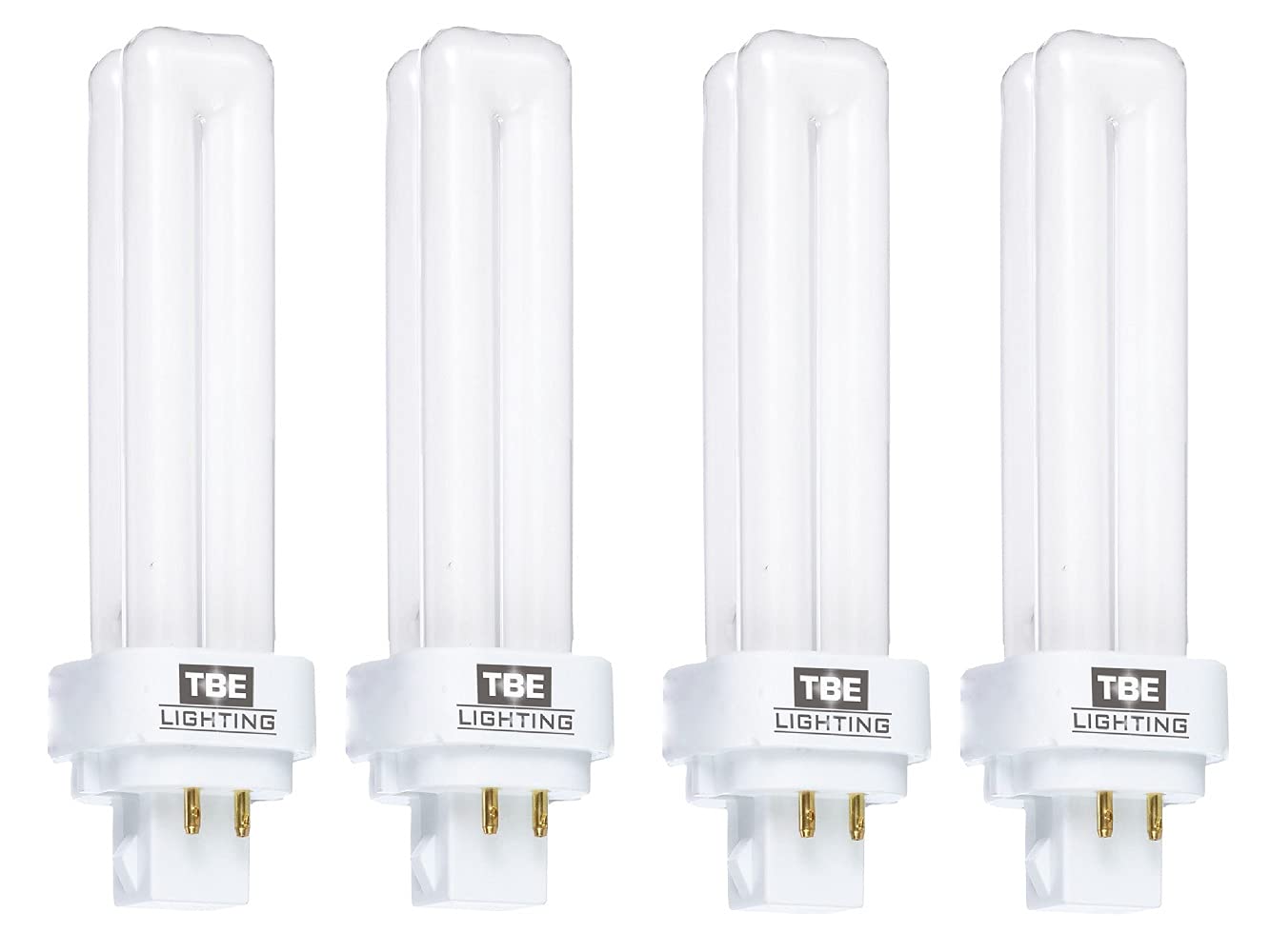 TBE LIGHTING 13w G24Q-1 4-Pin CFL Lamp - Pack of 4 Units - Cool White 4000K, 900 Lumen/Double Turn CFL Compact Fluorescent Light