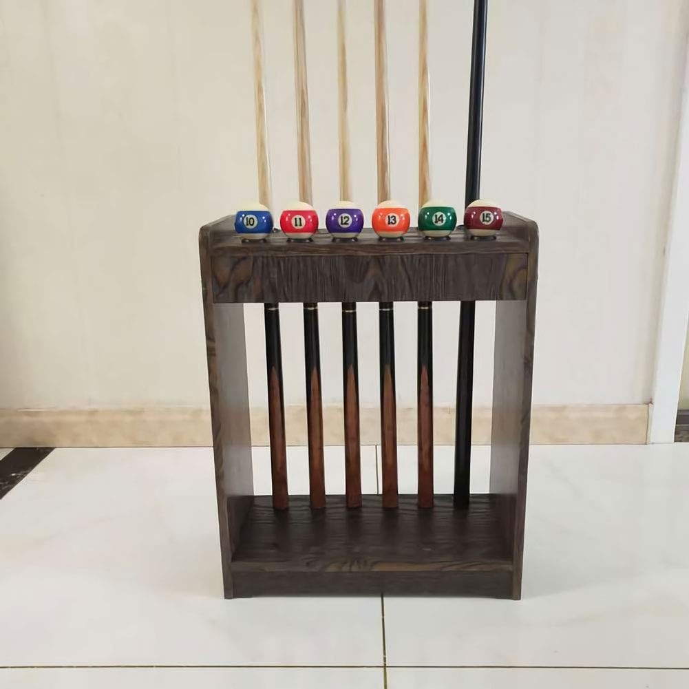 CFJKN Pool Cue Rack Floor Stand, Solid Wood Cue Rack Only Holds 6 Pool Billiard Stick Billiard Cue Racks Easy to Assemble,A