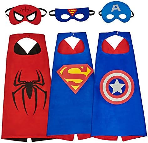 MIJOYEE Superheros Capes and Mask 3pcs Costumes for Kids,Cartoon Dress up