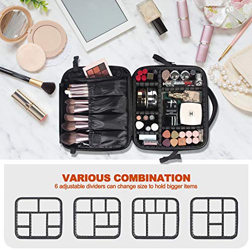 Makeup Bag,WDLHQC Travel Makeup Organizers and Storage Case,Portable Make up Bag Organizer Cosmetic Train (Black) - Thumbnail 4