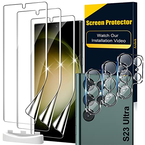 Arshek [3+3 Pack] for Samsung Galaxy S23 Ultra Screen Protector [Not
