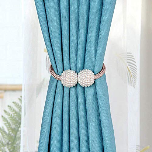 1X Pearl Magnetic Curtain Clip Curtain Holders Buckle Clips Hanging Ball Buckle Tie Back Curtain Accessories Home Decor (Pink)