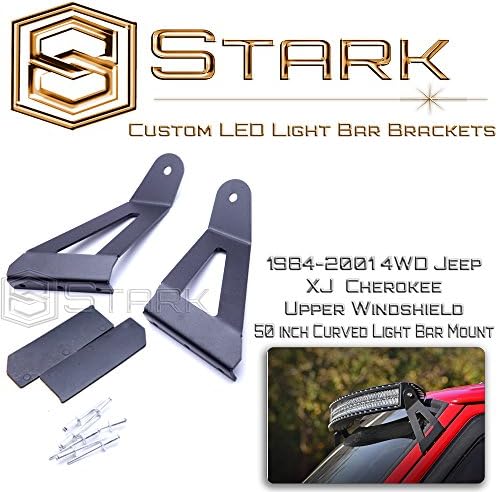 50 Inch Curved LED Light Bar Mounts Upper Windshield 84-95 1984-1995 4WD / 2WD Jeep XJ Cherokee by Stark