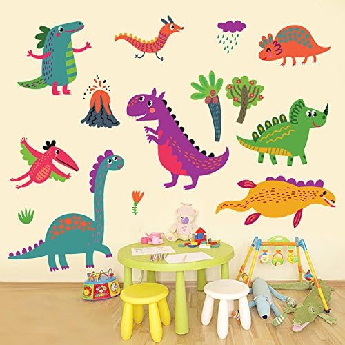 Many Dinosaur Vinyl Wall Sticker Decal for Children Nursery Room Decor, Colorful Cartoon Dinosaurs - Image 4
