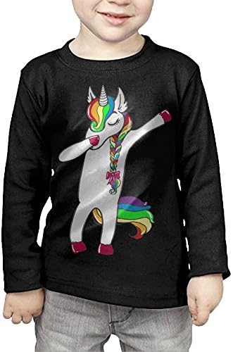 ZheuO Boys &amp; Girls Infant DAB Unicorn Soft 100% Cotton Tee Unisex Black 4 Toddler
