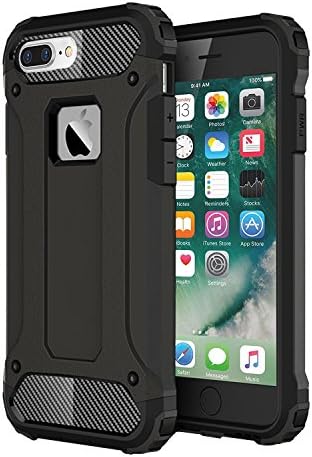 iPhone 7 Plus Case, iPhone 8 Plus Case, JTCTC Square Military Grade Extreme Full Body Protective Bumper Armor Case with Drop Protection Shatter Resistant and Scratch Resistant (Black)