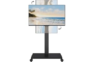Neothm Heavy-Duty Rolling TV Stand for 32-75 Inch TVs - Mobile TV Cart with 60° Swivel, Height Adjustable, Portrait/Landscape Rotation & Tilt Function | 88 lbs Capacity for Living Room & Outdoor Use