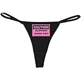 Knaughty Knickers Women's Rude Slippery When Wet Fun Sexy Thong