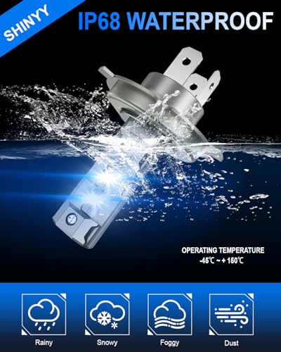 SHINYY H4 LED Headlight Bulbs, 2025 New 12V-36V 20000LM High Powerful 6500K White LED Lamps H4/HB2/9003 Canbus Anti Error for Car and Motorcycle High Beam Low Beam, Replace Halogen and Xenon, 2 Pieces