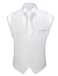 Barry.Wang Mens White Suit Vest Formal/Leisure