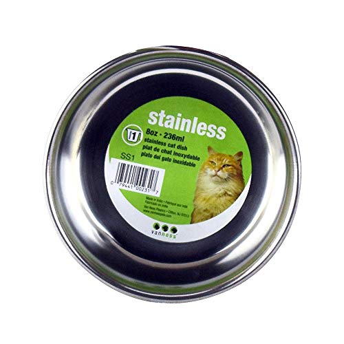 Van Ness Pets Stainless Steel Cat Bowl, 8 OZ Food And Water Dish
