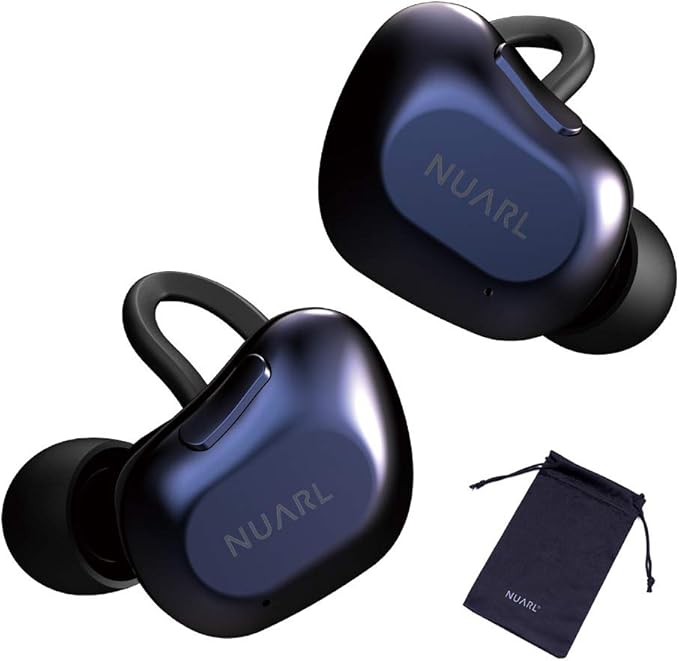 【NUARL公式限定】完全 ワイヤレス イヤホン NT01A (ディープネイビー) + 専用ポーチ【Bluetooth 5.0 / aptX AAC / IPX4耐水 / 高音質HDSS採用 / 連続10時間再生(最大35時間) / テレワーク WEB会議 ハンズフリー通話/iPhone Android 対応】