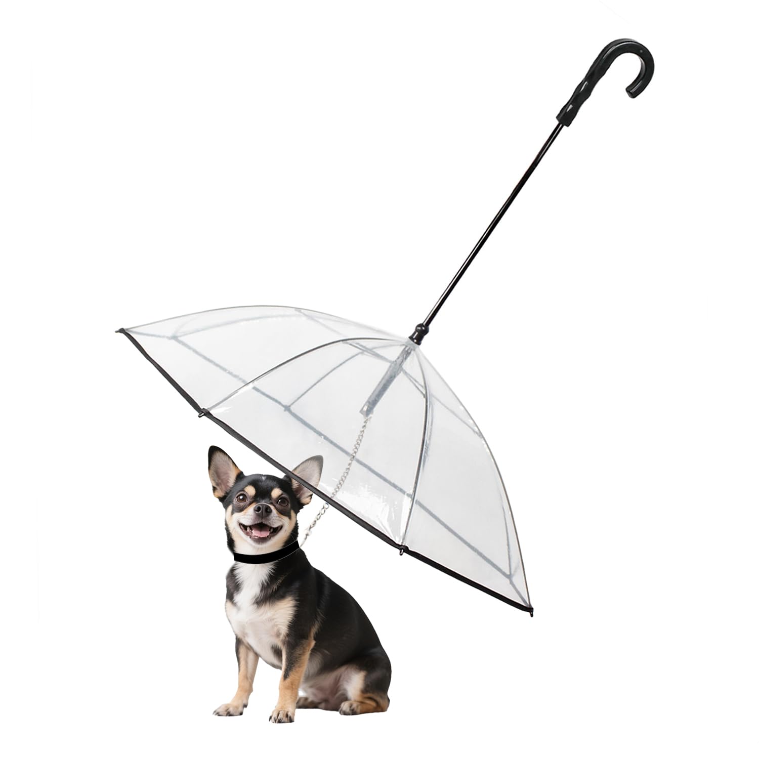 Enjoying Dog Umbrella for Small Dogs Umbrella Leash Rainproof Snowproof Dog Walking Umbrella with Metal Chain Pet Clear Rain Gear