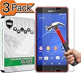 [3-Pack] Xperia Z3 Compact Screen Protector, PThink® [Tempered Glass][9H Hardness][Anti-Scratch][Fingerprint Resistant][Easy-Install] Screen Protector for Sony Xperia Z3 Compact
