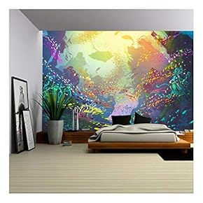 BRAND_NAMEIllustration Underwater with Coral Reef and Colorful Fish Illustration Painting
