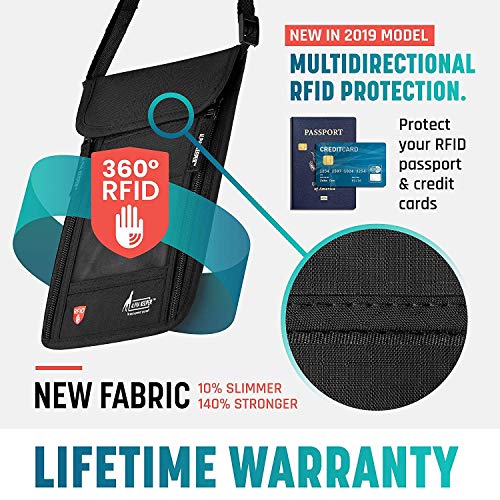 Neck Wallet [2019 NEW MODEL] - Hidden RFID Pouch Passport Holder for Women and Men – Alpha Keeper Travel Neck Pouch - Includes 2 BONUS Luggage Tags - Thumbnail 2