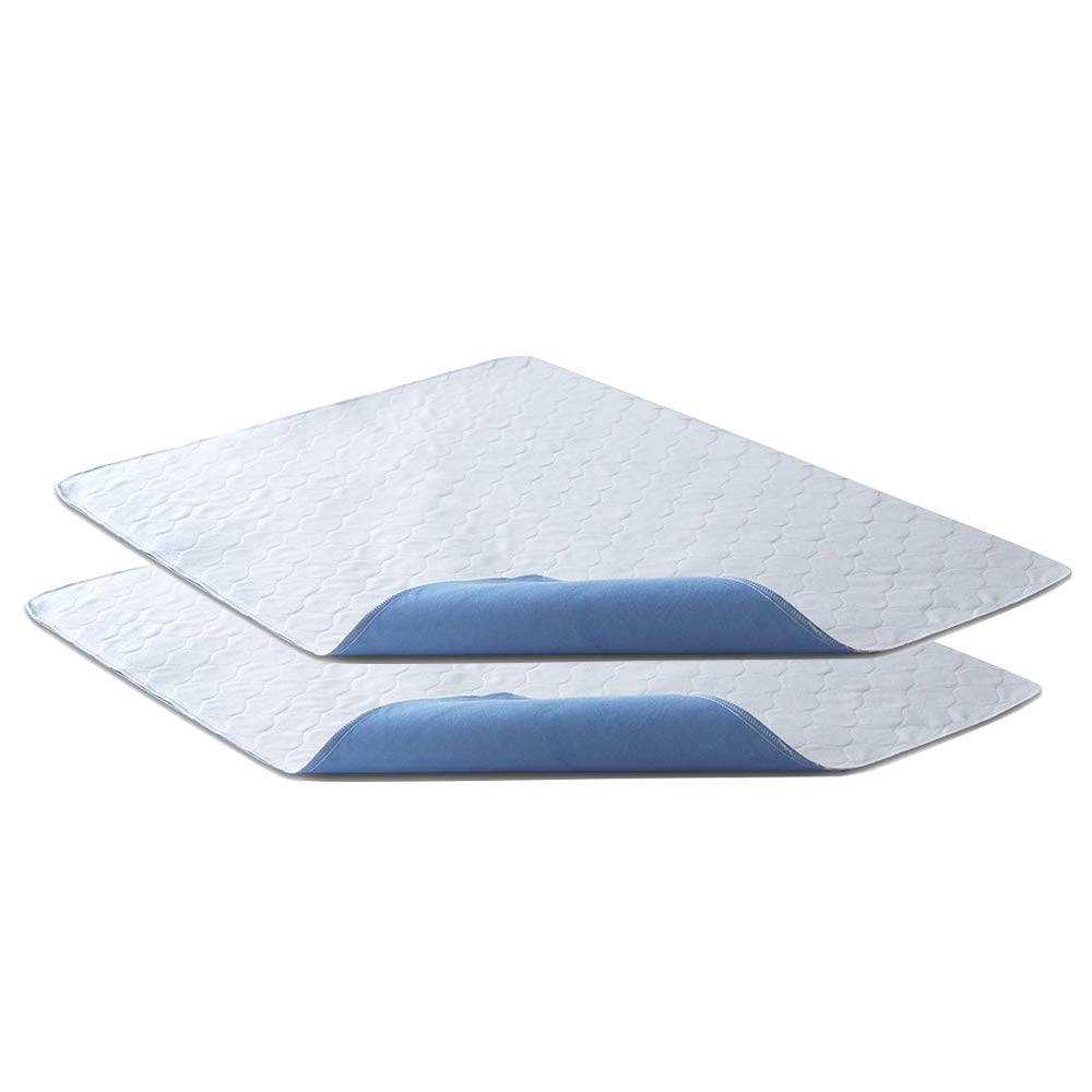 Bedecor Pack of 2 Kylie Sheets 86x132cm, Washable Bed Pad Protector, Waterproof Bed Wetting Mats, Kylie Bed Protectors, Blue