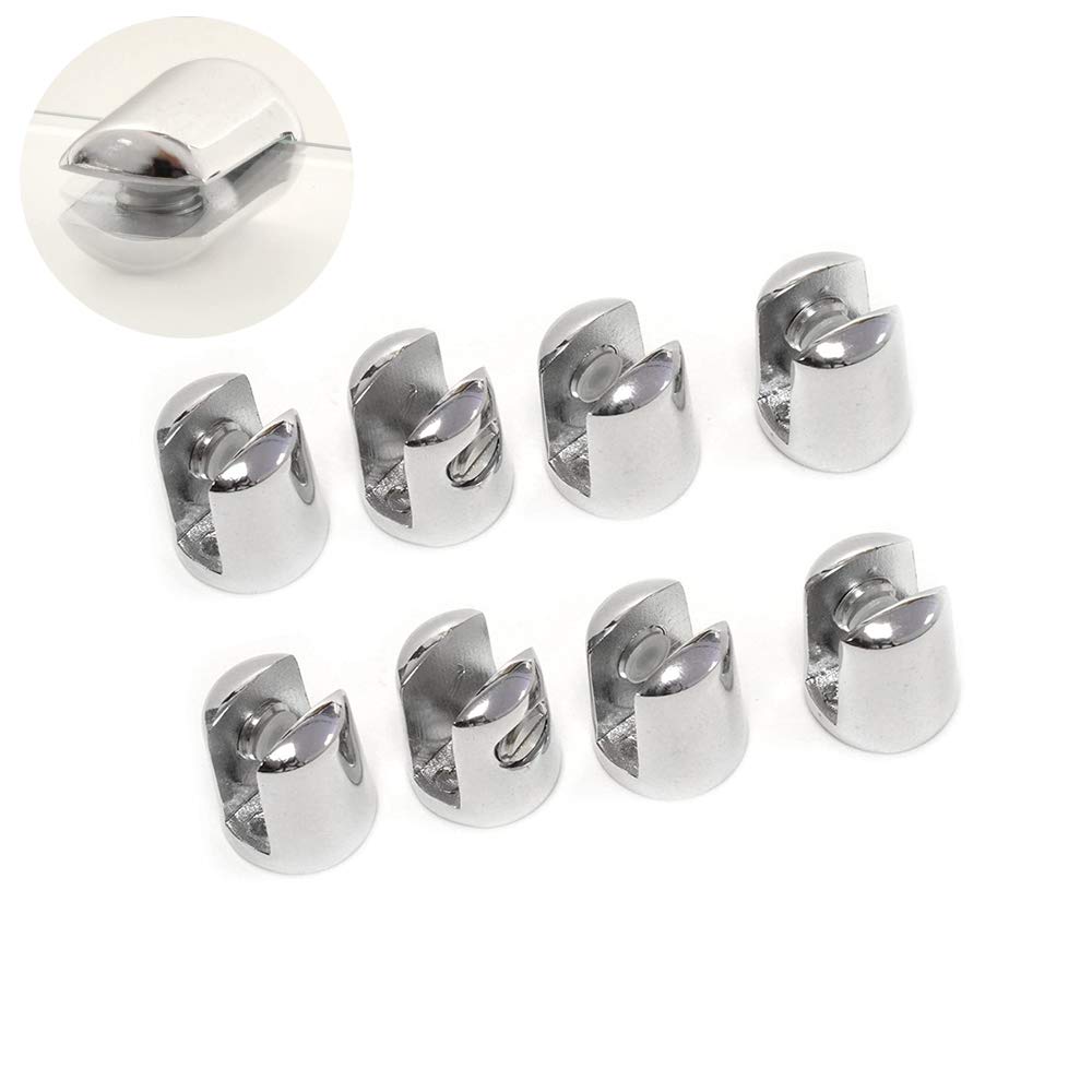 8 Pcs Glass clamp Brackets, L Size Supports for Glass Shelf, Adjustable Glass Bracket Zinc Alloy Glass Clamp Solid Glass Shelf Clamp Holder for 10-12MM Thickness Glass