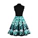 Wellwits Women's Square Neck Heart Deer Starry Night Swing Cocktail Dress