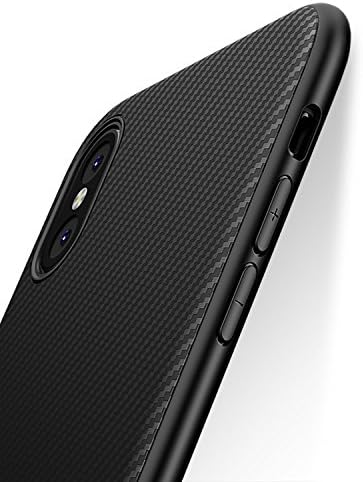 iPhone X Case iPhone 10 Case, iCOCEN [Carbon Fiber Texture Design] Durable Light Shockproof Cover Full Protective Slim Fit Shell Soft TPU Silicone Gel Bumper Case for iPhone X 5.8 inch (2017) - Black