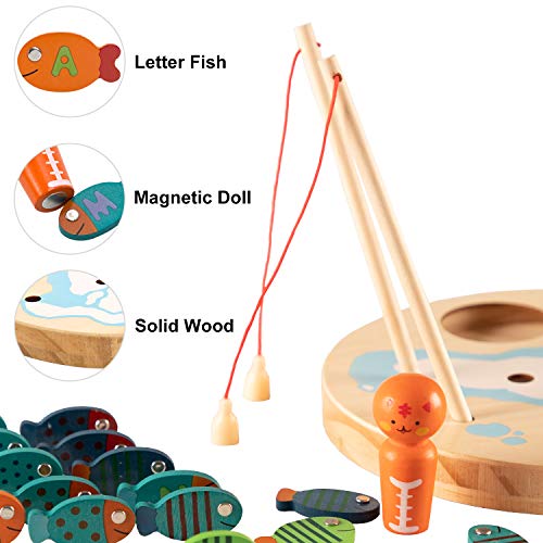TEPSMIGO Magnetic Alphabet Letter Wooden Fishing Game for Toddler Boys Girls Age 3+ - Thumbnail 4