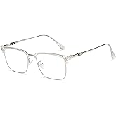 Cyxus Retro Blue Light Glasses Men - Square TR90 Metal Blowline Frame Stylish Trendy for Computer Daily Work 8252