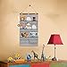 White & Blue Striped Hanging Organizer Nautical Theme Great for Little Stuff or Underwear, Toys & Stuffed Animal/Teddy Bear Holder Wooden Rod with Anker Print