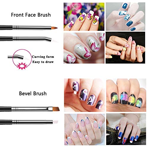 JOYJULY 20pcs Nail Art Design Tools, 15pcs Painting Brushes Set with 5pcs Dotting Pens, BLACK ...
