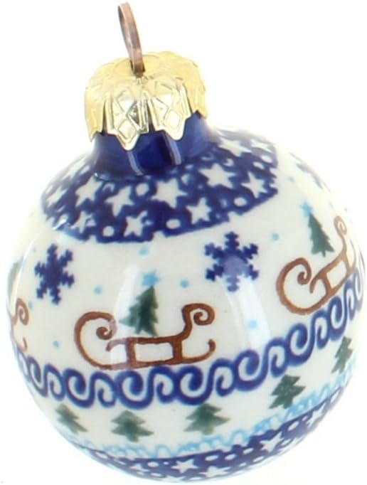 Blue Rose Polish Pottery Noel Nights Small Christmas Ball