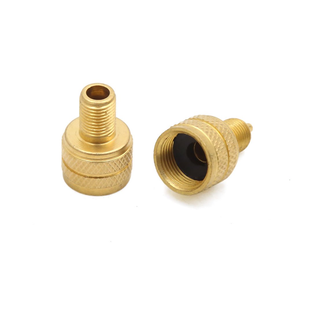 sourcing map 2 Pcs Brass Tone Tyre Tire Inflator Air Valve Connector Adapter