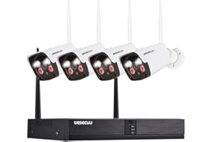 WESECUU 3MP Wireless Security Cameras System, 4 Wireless Camera, 8CH 5MP NVR (4WiFi Cameras+NO Hard Drive)
