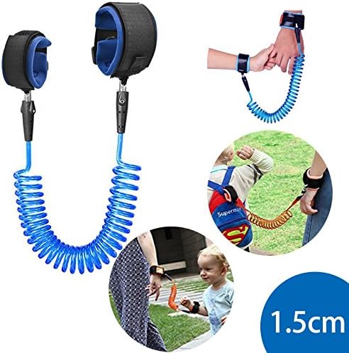 Anti Lost Wrist Link Baby Child Safety Harness Strap Rope Leash Walking Hand Belt Wristband, KPACO Wrist Straps Safe Anti-lost Hand Belt Straps for Toddlers, Babies and Kids (1.5m/4.9ft Blue)