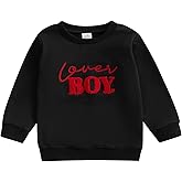 Karuedoo Toddler Baby Boy Girl Valentines Clothes Letter Print Crewneck Sweatshirt Long Sleeve Shirts Top Spring Outfit
