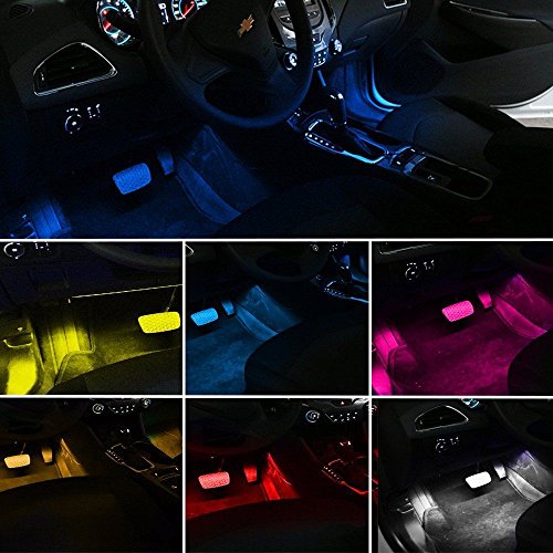 GTP Car LED Strip Light 4pcs 36 Multicolor LED Interior Under Dash Floor Seats Accent Atmosphere Lighting Kit Bluetooth App Control Sound Active Function for iPhone Android Smart Phone