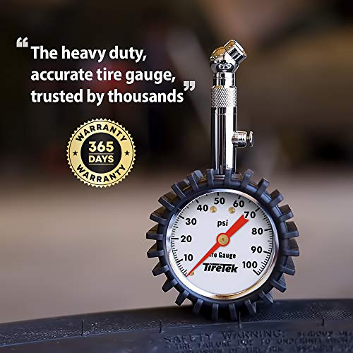 TireTek Tire Pressure Gauge 0100 PSI, ANSI Certified High Pressure