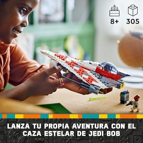 Star Wars Caza Estelar del Jedi Bob, Maqueta de Nave, Juguete de Construcción para Colección, Minifiguras de Personajes, Regalo de Cumpleaños para Niños, Niñas y Fans de 8 Años o Más 75388