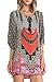 Azbro Women's Bohemian Neck Tie Ethnic Style Floral Print Chiffon Shift Dress