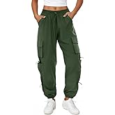 COPYLEAF Womens Parachute Cargo Pants with Pockets Quick Dry Hiking Pants Lightweight Water-Resistant Baggy Joggers